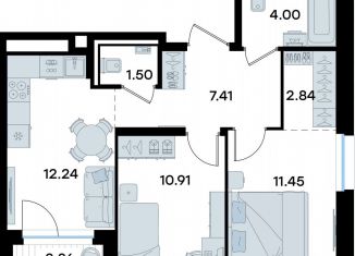 Продается двухкомнатная квартира, 51.8 м2, Татарстан