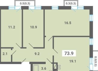 Продам трехкомнатную квартиру, 73.9 м2, поселок Мещерино, улица 4-й квартал, 21