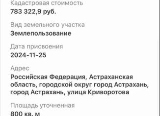 Продается участок, 8 сот., Астрахань, улица Криворотова, 134