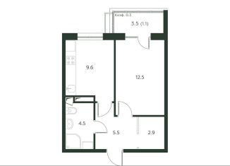 Продам однокомнатную квартиру, 36.1 м2, деревня Лобаново, Новая улица