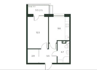 Продам 1-ком. квартиру, 36.3 м2, деревня Лобаново, Новая улица