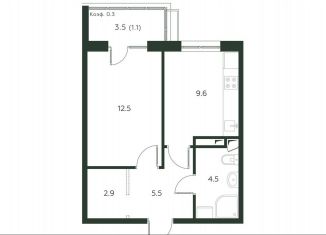 Продажа 1-ком. квартиры, 36.1 м2, деревня Лобаново