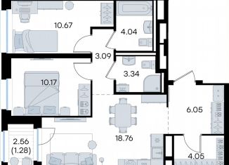 Продажа 2-комнатной квартиры, 61.5 м2, Татарстан