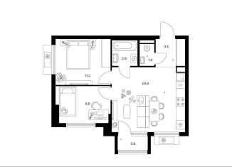 Продается двухкомнатная квартира, 49.1 м2, Котельники, ЖК Белая Дача Парк