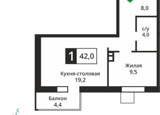 Продам 1-комнатную квартиру, 42 м2, деревня Аристово, Центральная улица, 1