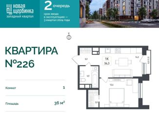 Продажа 1-комнатной квартиры, 36 м2, деревня Борисовка, жилой квартал Новая Щербинка, 18