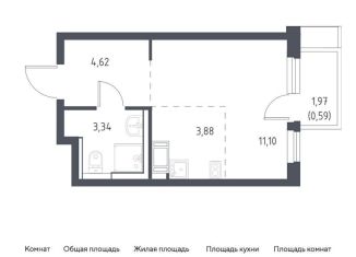 Продам квартиру студию, 23.5 м2, деревня Мисайлово, микрорайон Пригород Лесное, к6