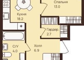 Продажа двухкомнатной квартиры, 61.1 м2, деревня Новое Девяткино, ЖК Девяткино