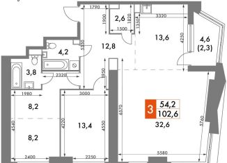 Продам трехкомнатную квартиру, 101.7 м2, Москва, ЖК Архитектор, улица Академика Волгина, 2с3
