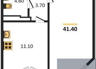 Продажа 1-комнатной квартиры, 41.4 м2, Воронеж, улица Маршала Одинцова, 25Б/33, ЖК Лазурный