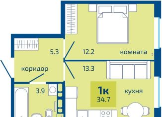 Продам 1-ком. квартиру, 34.7 м2, Пермь, Мотовилихинский район