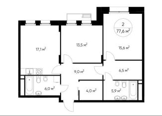 Продам 2-комнатную квартиру, 77.6 м2, Московская область, жилой комплекс Резиденции Сколково, к3.1