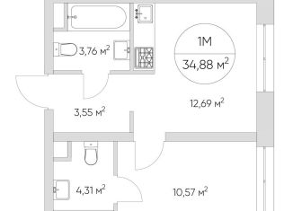 Продам 1-ком. квартиру, 34.9 м2, Москва, станция Калитники