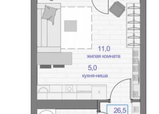 Квартира на продажу студия, 26.5 м2, Красноярск, улица Кутузова, 1, Кировский район