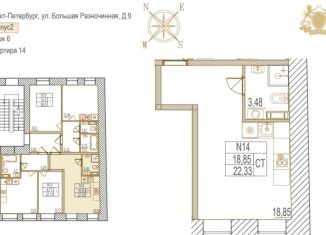 Продажа квартиры студии, 22.2 м2, Санкт-Петербург, Большая Разночинная улица, 9, Большая Разночинная улица