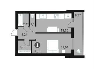 Продажа 1-комнатной квартиры, 48.1 м2, Смоленск