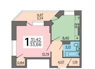 Продажа 1-комнатной квартиры, 33.7 м2, Воронежская область