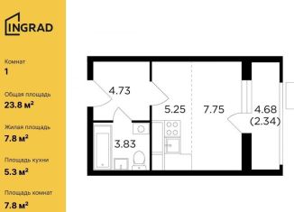 Продаю квартиру студию, 23.8 м2, Апрелевка, Ясная улица, 1к2