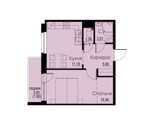 1-ком. квартира на продажу, 36.8 м2, Ленинградская область