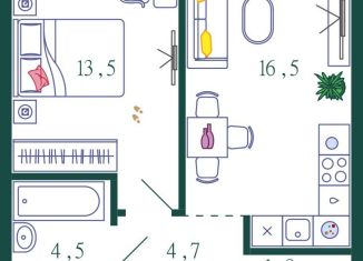 Продажа 2-ком. квартиры, 76.2 м2, Москва, 1-я очередь, к4, ЖК Шагал