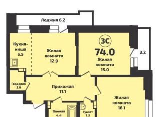 3-ком. квартира на продажу, 74.2 м2, Новосибирск, Красный проспект, 329/1, ЖК Инфинити