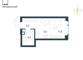 Продается квартира студия, 22.9 м2, Москва, метро Мичуринский проспект, жилой комплекс Левел Мичуринский, к3