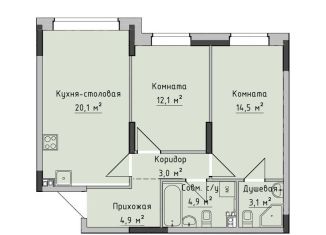 Продаю двухкомнатную квартиру, 62.9 м2, Ижевск