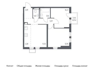 Продаю двухкомнатную квартиру, 52.6 м2, село Остафьево, жилой комплекс Остафьево, к19