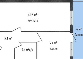 Продажа 1-комнатной квартиры, 36 м2, Краснодар, улица Рахманинова, 34, микрорайон Завод Радиоизмерительных Приборов