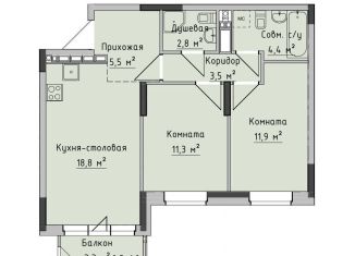 Продаю двухкомнатную квартиру, 58.2 м2, Ижевск, ЖК Холмогоровский