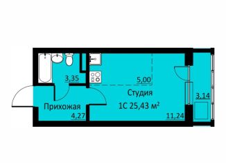 Продам квартиру студию, 25.4 м2, деревня Кондратово, Водопроводная улица, 6/2