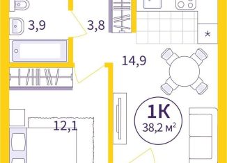 1-ком. квартира на продажу, 36.4 м2, Екатеринбург, ЖК Астон Сезоны