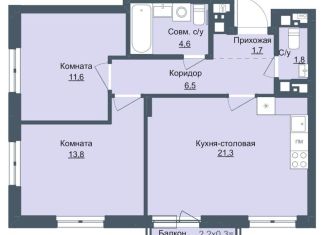 Продажа 2-комнатной квартиры, 61.3 м2, Ижевск, Северо-Западный жилой район