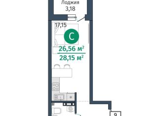 Продается однокомнатная квартира, 26.6 м2, деревня Дударева