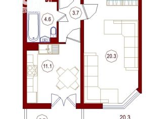 Продаю 1-комнатную квартиру, 41.4 м2, Воронеж, ЖК Крымский Квартал