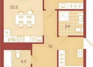 Трехкомнатная квартира на продажу, 82.7 м2, Пенза, Октябрьский район, Минская улица, 25