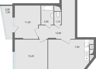 Трехкомнатная квартира на продажу, 70.8 м2, Липецк, улица Ф.С. Игнатьева, 33к1, ЖК Атмосфера