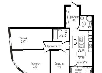 Продается 3-ком. квартира, 100.7 м2, Республика Башкортостан