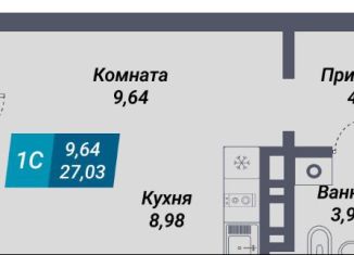 Продаю квартиру студию, 27 м2, Новосибирск, микрорайон Закаменский, 20, метро Берёзовая роща