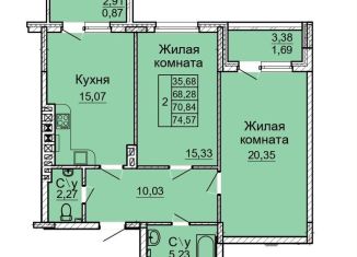 Продажа двухкомнатной квартиры, 70.8 м2, Ростовская область, Ставропольская улица, 1