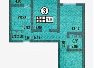 Продаю 3-ком. квартиру, 75 м2, Оренбург, ЖК Ботанический сад, улица Рокоссовского, 3