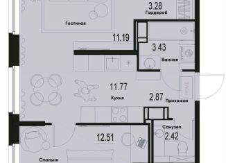 Продажа двухкомнатной квартиры, 50.4 м2, Мурино