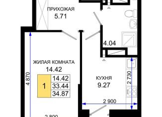 Продажа 1-комнатной квартиры, 34.9 м2, Ростовская область, Элеваторный переулок