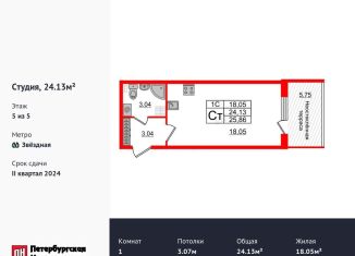 Продажа квартиры студии, 23.5 м2, Санкт-Петербург, Пулковское шоссе, 95к3