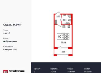 Продается квартира студия, 24.9 м2, Санкт-Петербург, Уральская улица