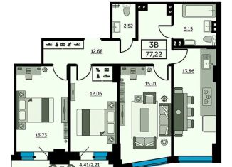 Продается трехкомнатная квартира, 76.8 м2, Ростовская область, Красноармейская улица, 157В/83с3