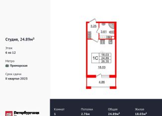 Продаю квартиру студию, 24.9 м2, Санкт-Петербург, Уральская улица