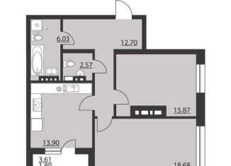 Продается двухкомнатная квартира, 71.6 м2, Воронеж, Ленинский район, улица Ворошилова, 90лит12