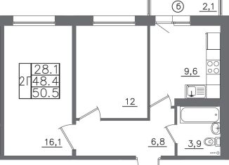 Продажа 2-комнатной квартиры, 50.5 м2, Иркутск, Октябрьский округ