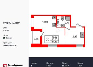 Продается квартира студия, 30.4 м2, Санкт-Петербург